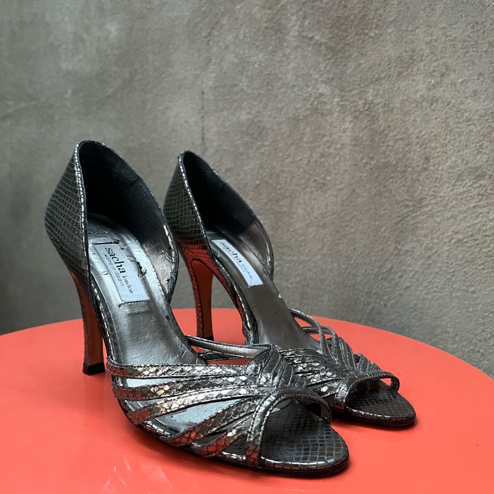 Sacha London Metallic Silver Strappy Heels